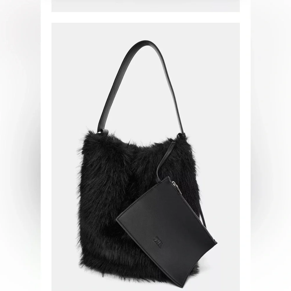 TREND NEW ! ZARA LUXURY FAUX FUR BAG